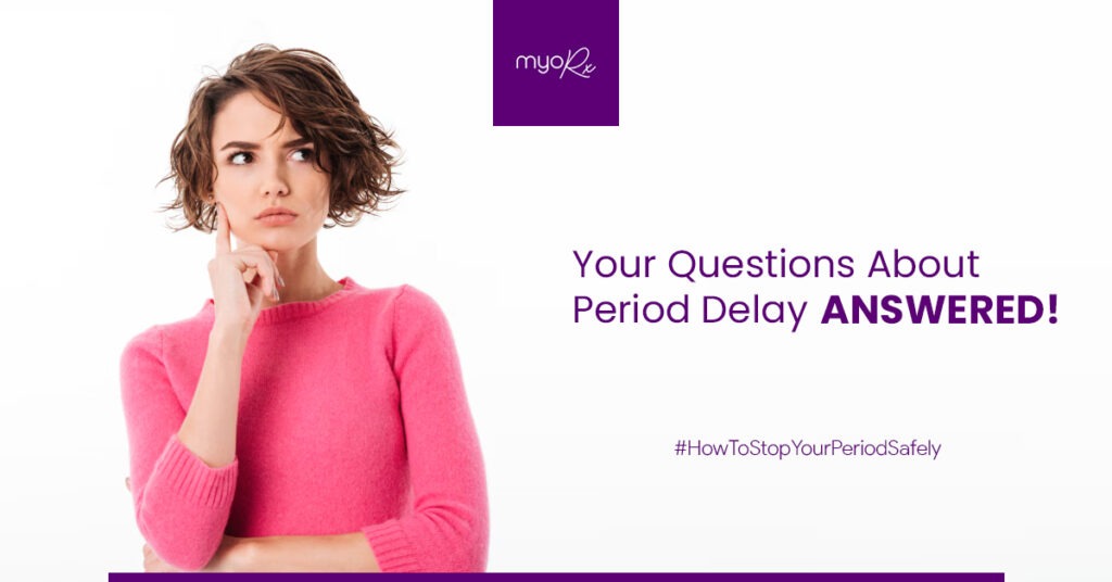 woman thinking about questions for period delay answered by mind your own rx